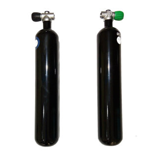 2 x 3 Liter Stahlflasche schwarz Rebreatherset G5/8-G5/8